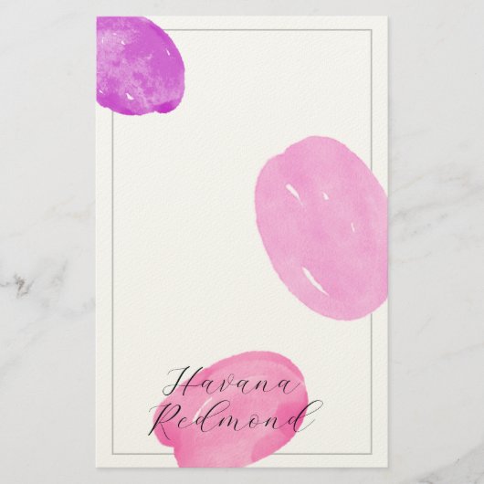 Watercolor shapes pink frame Stationery Briefpapier (Vorderseite)