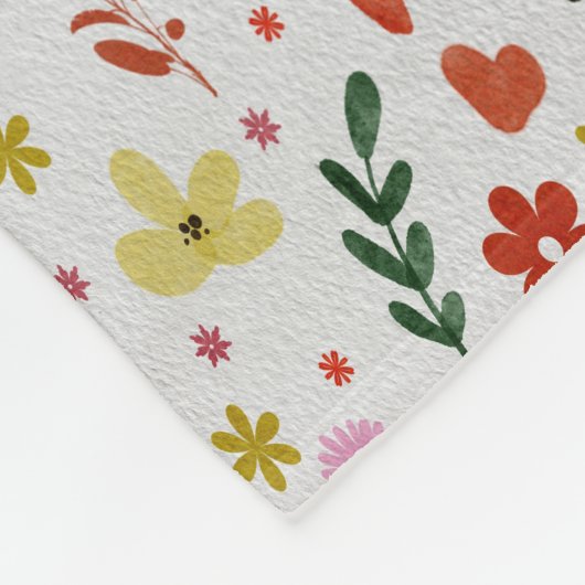 watercolor Sheep’s, Flowers & Sun Pattern  Fleecedecke (Ecke)