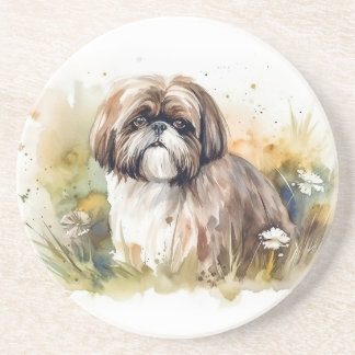 Watercolor Shih Tzu Getränkeuntersetzer