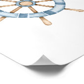 Watercolor Ships Wheel Poster (Ecke)