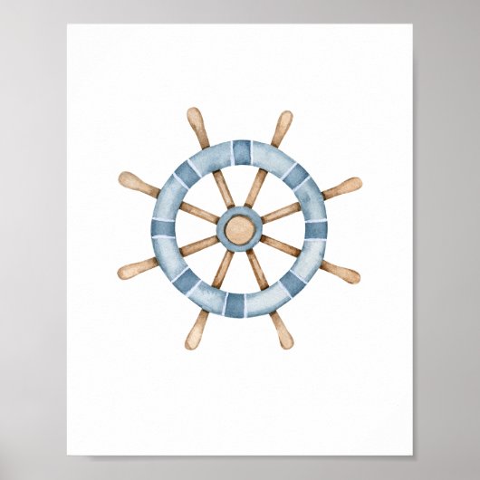 Watercolor Ships Wheel Poster (Vorne)
