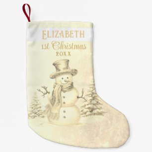 Watercolor Showman Babys 1. Weihnachten Gold Kleiner Weihnachtsstrumpf