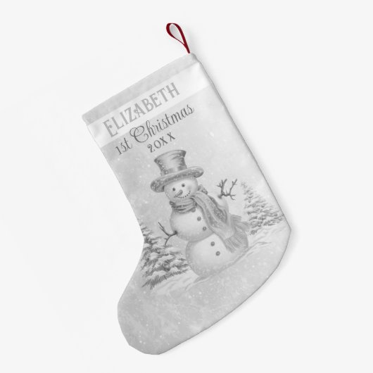 Watercolor Showman Baby's 1. Weihnachtssilber Kleiner Weihnachtsstrumpf (Rückseite (Hängend))