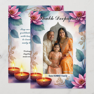 Watercolor-Shubh-Deepavali-Porträtkarte Einladung