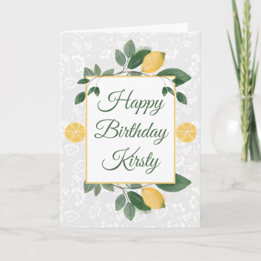 Watercolor Sicilian Lemons Happy Birthday Karte (Vorderseite)