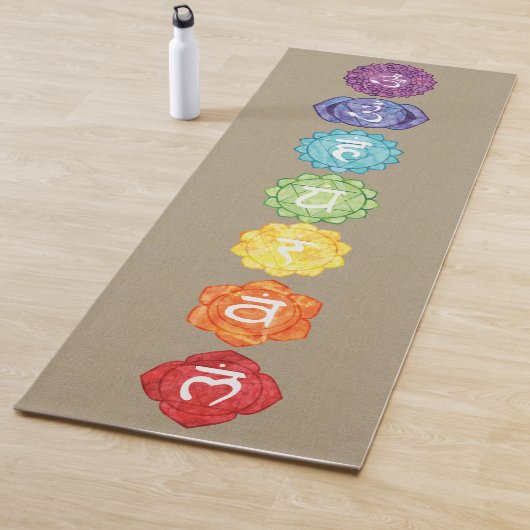 Watercolor sieben Chakras auf dem Imitat-Leinen Yogamatte (Beispiel)