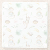 Watercolor Silly Monkeys Glasuntersetzer (Rückseite)