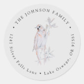 Watercolor Singing Nightingale Bird Rücksendeadres Runder Aufkleber (Vorderseite)