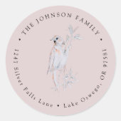 Watercolor Singing Nightingale Bird Rücksendeadres Runder Aufkleber (Vorderseite)