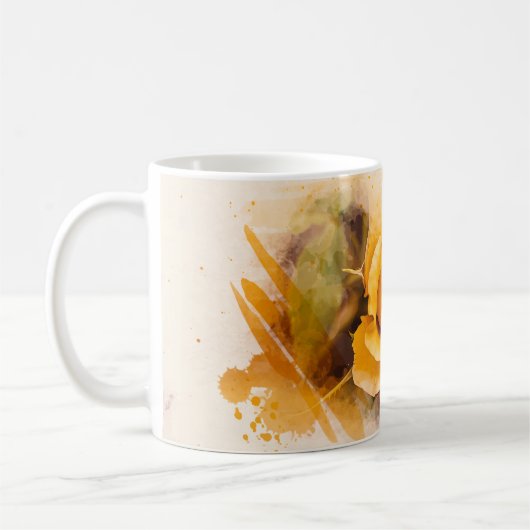 Watercolor Single Yellow Rose Kaffeetasse (Links)
