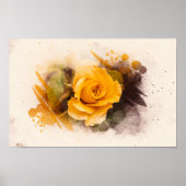 Watercolor Single Yellow Rose Poster (Vorne)