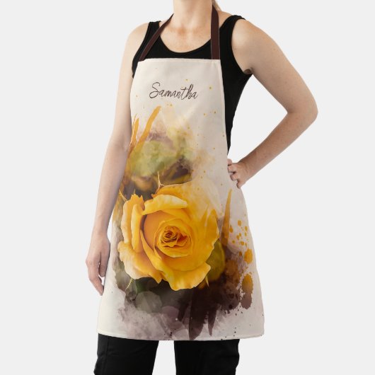 Watercolor Single Yellow Rose Schürze (InSitu)