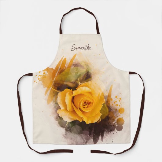 Watercolor Single Yellow Rose Schürze (Vorderseite)