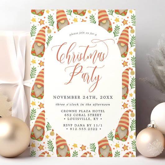 Watercolor Skandinavien Gnome Niedliches Weihnacht Einladung