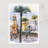 Watercolor sketch cathedral square Cadiz Spain Postkarte (Vorderseite)