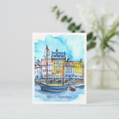 Watercolor Sketch Nyhavn Copenhagen Postkarte (Stehend Vorderseite)
