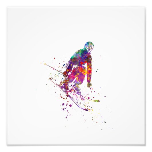 watercolor skier fotodruck (Vorne)