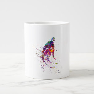 watercolor skier Jumbo-Tasse