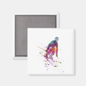 watercolor skier magnet (Vorderseite/Rückseite)