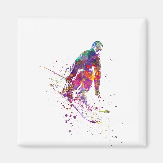watercolor skier magnet (Vorne)
