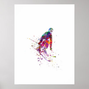 watercolor skier poster
