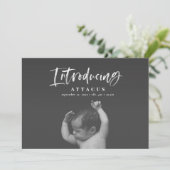 Watercolor-Skript-Foto-Geburtsankündigung Ankündigung (Stehend Vorderseite)