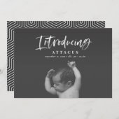 Watercolor-Skript-Foto-Geburtsankündigung Ankündigung (Vorne/Hinten)