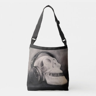 Watercolor Skull Headphones Cross Body Tote Bag Tragetaschen Mit Langen Trägern