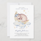 Watercolor Sleeping Baby Bear Baby Brunch Einladung (Vorderseite)