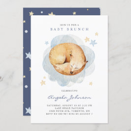 Watercolor Sleeping Baby Fox Baby Brunch Einladung