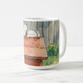 Watercolor Sleeping Dog on Red Doghouse Art Kaffeetasse (VorderseiteRechts)