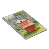 Watercolor Sleeping Dog on Red Doghouse Art Notizblock (Rechte Seite)