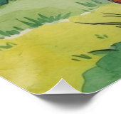 Watercolor Sleeping Dog on Red Doghouse Art Poster (Ecke)