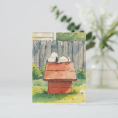 Watercolor Sleeping Dog on Red Doghouse Art Postkarte (Stehend Vorderseite)