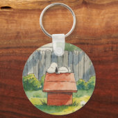 Watercolor Sleeping Dog on Red Doghouse Art Schlüsselanhänger (Vorderseite)