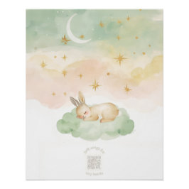 Watercolor Sleeping Rabbit Nursery Wall Art Poster