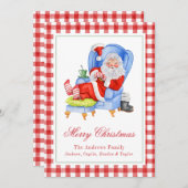 Watercolor Sleeping Santa Gingham Weihnachten (Vorne/Hinten)