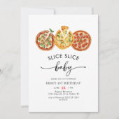 Watercolor Slice Slice Baby Pizza Erster Geburtsta Einladung (Vorderseite)