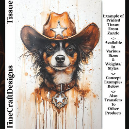 Watercolor Small Cowboy Sheriff Dog DP3 Decoupage Seidenpapier