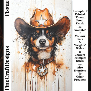 Watercolor Small Cowboy Sheriff Dog DP3 Decoupage Seidenpapier