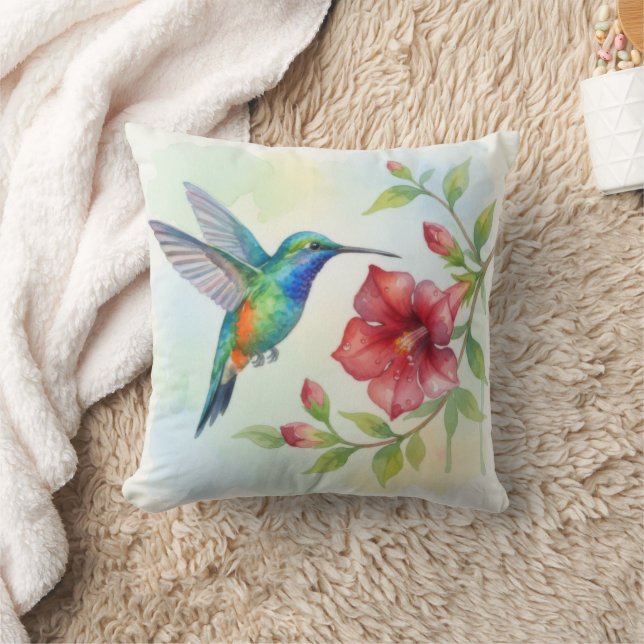 Watercolor Small Hummingbird Kissen (Decke)