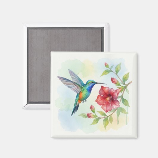Watercolor Small Hummingbird Magnet (Vorderseite/Rückseite)