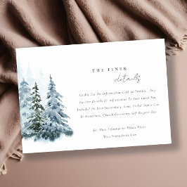 Watercolor Snow Winter Forest Pine Wedding Details Begleitkarte