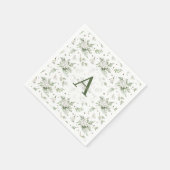 Watercolor Snowberry White Cedar Branch Christmas Serviette (Ecke)