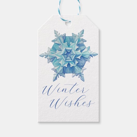 Watercolor Snowflake Geschenkanhänger (Vorderseite)