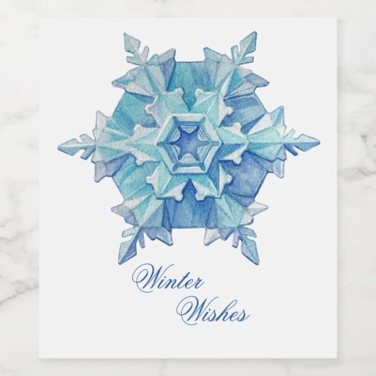 Watercolor Snowflake Weinetikett (Einzelnes Label)