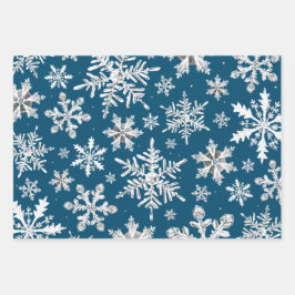 Watercolor Snowflake Wrapping Paper Sheets Geschenkpapier Set