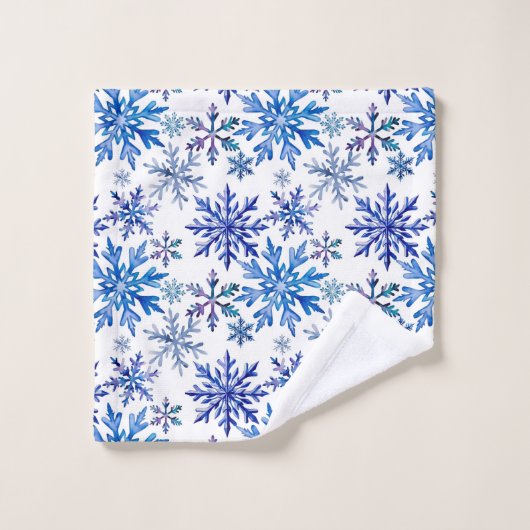 Watercolor Snowflakes Pattern Badhandtuch Set (Waschlappen)