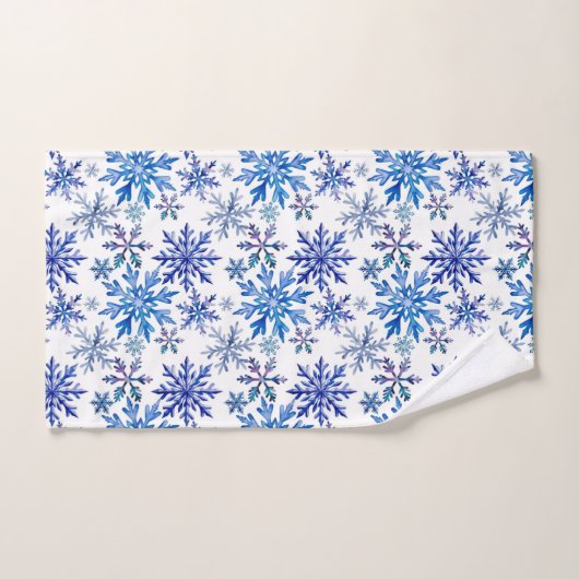 Watercolor Snowflakes Pattern Badhandtuch Set (Handtuch)