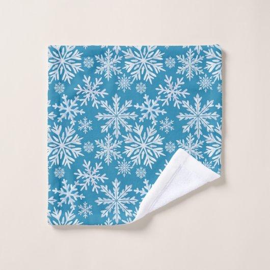 Watercolor Snowflakes Pattern Badhandtuch Set (Waschlappen)